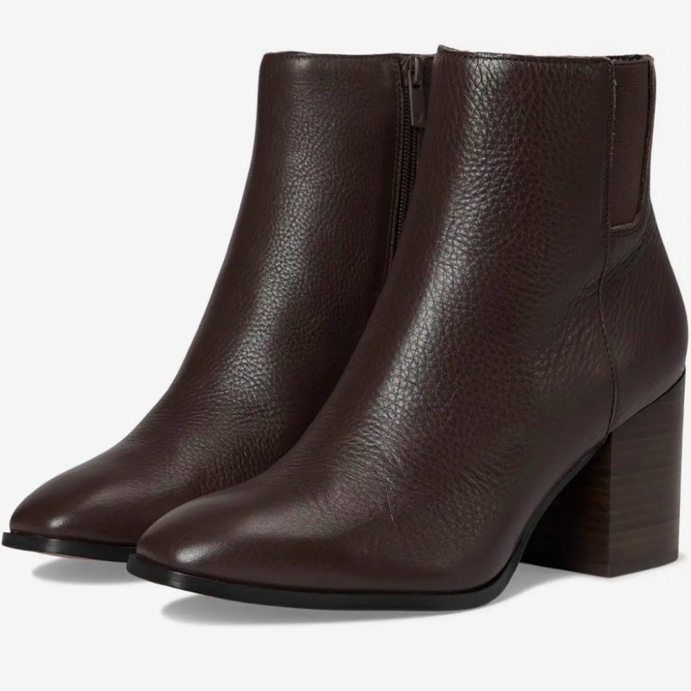 Vionic Chocolate Vynn Brown Leather Ankle Boots with Block Heel